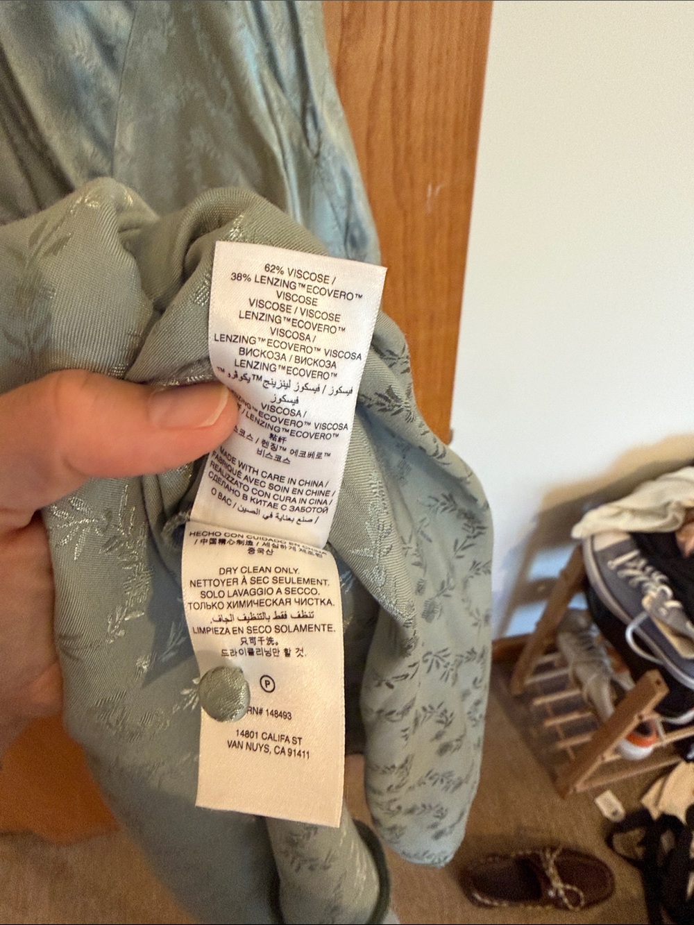NWT Doen Ginette Dress Dusty Sage Satin V-Neck Maxi Dress - Picture 5 of 7